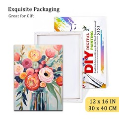 Framed Paint by Numbers for Adults Beginner, Colorful Flowers Acrylic Easy Paint
