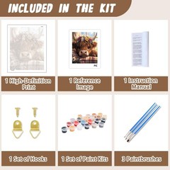 Paint by Numbers Kit for Adults, Cow Paint by Number for Adults, Highland Cow Be