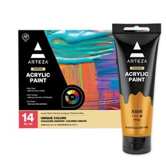 Acrylic Paint Set Of 14 Colors 4.06 Ounce Tubes Nontoxic Acrylic Artist Paints.