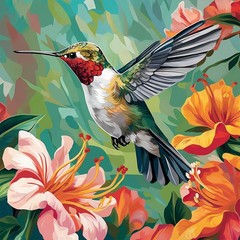 PRASIO Paint by Numbers Kit for Adults 16x16Inch, XM-OP-Hummingbird-4040