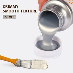 80ml Metallic Silver Acrylic Paint with 2.82 Fl Oz (Pack of 1), Silver-80ml