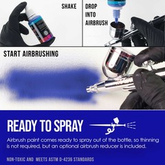 U.S. Art Supply 12 Color 1oz Pearlescent AIRBRUSH Paint Set w Cleaner & Thinner