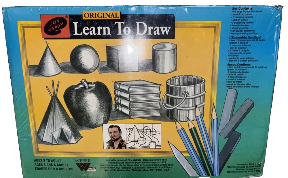 Learn To Draw Art Set Kit Vintage Jon Gnagy 73129 Weber Martin New Sealed Box