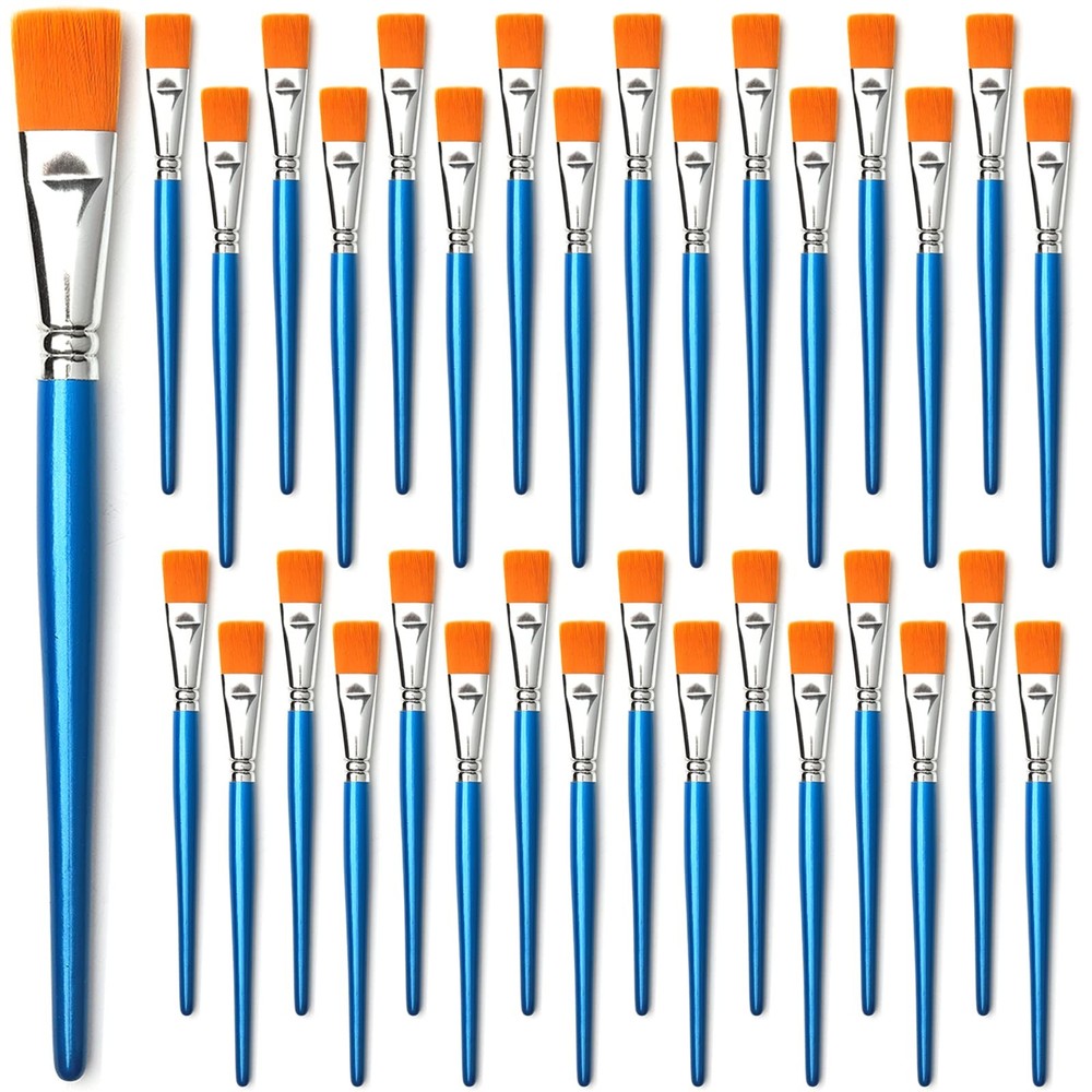 1 inch Flat Paint Brushes for Acrylic Painting, 32 Pieces 1inch 32Pcs, Blue