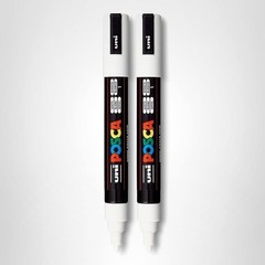 White Acrylic Paint Markers 2 Pack Medium Tip 1.8-2.5mm For Rock Glass Ceramic