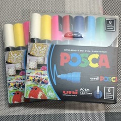 2x POSCA PC-5M Water-Based Markers Set 8 Colors 1.8-2.5mm Multicolor Solid