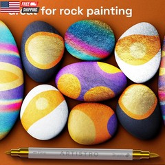 24 Metallic Acrylic Paint Markers – Paint Pens for Drawing, Brush + Fine Tips –