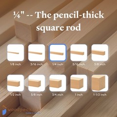 Wood Square Dowel Rods 1/4 x 24″, Sticks for Crafts & Woodworking|Woodpeckers