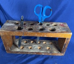 Wooden Paint Brush Holder Artist Tool Storage 10 Hole Art Tools Desktop