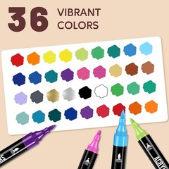 Acrylic Paint Markers 36 Colors Dual Tip Fine Brush Tip Pens