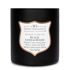 Manly Indulgence Black Sandalwood Scented Candle for Men 15 oz – 15 oz,