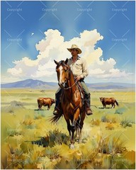 Western Paint by Numbers Kit for Adults – DIY Cowboy 16X20IN Folded, HSX00473