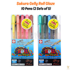 Sakura Gelly Roll Glaze 3D Gloss Gel Pens – Bundle 10 Pens (2 Sets of 5)