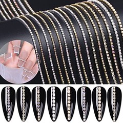 Rhinestones Chain – Gold Silver Pearl AB Colors – 3D Nail Art