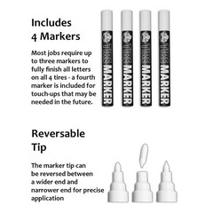White tire Paint Marker for Car Tire Lettering – 4 1 Count (Pack of 4),