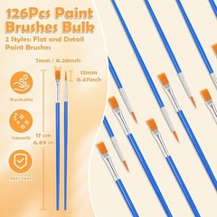 240 Pcs Small Paint Brush Bulk – Flat Fine Tip Artist Paint – Flat and Round