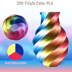 ERYONE Silk Tri Color PLA Filament 250g, 250g Red Yellow Blue