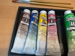 Old Rowney and Winton Oil Paints 15 Tubes & 2 Brushes