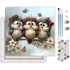 Birds Paint by Numbers Kit for Adults Beginner,Owl Adult Paint by Number Kits o