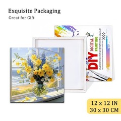 Framed Paint by Numbers for Adults Beginner, Vase Acrylic Easy Paint by Numbers