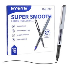 EYEYE Black Rollerball Pens 12 Pack 0.7mm Medium Point Fine Tip