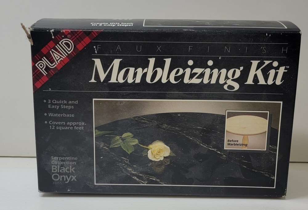 PLAID Marbleizing Kit Faux Marble Finish BLACK ONYX Covers 12 sq ft Used Parts