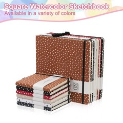 5.1×5.1″ Watercolor Sketchbook, 20Sheet 300GSM/203lb Pen Holder, Green