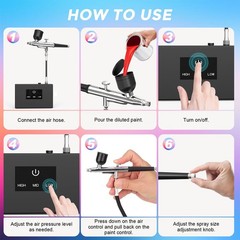 TURNRISE Airbrush Kit with Air Compressor: 15/30/50 PSI High Pressure Air Brush