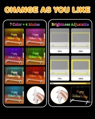 LED Note Board with 7 Colors – 13.8″x10″ Acrylic Dry Erase Board with Light, …
