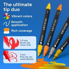 Acrylic Paint Pens With Storage Bag for Calligraphy – Markers With Brush and Fin