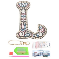 Diamond Art Keychains, 1 PCS Diamond Art Painting Letters Keychains Initial, L