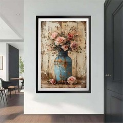 Vase Pink Flowers Diamond Art Kits for Adults,5D Diamond Painting Kits for Begin