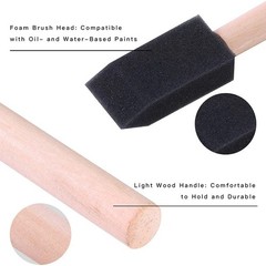 12PCS Foam Paint Brush Set 1 Inch Sponge Brushes Wood Handle for Staining Crafts