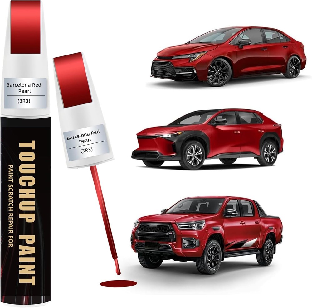 Barcelona Red Pearl(3R3) Car Paint Touch Up Pen Compatible with Toyota, 2-In-1 C