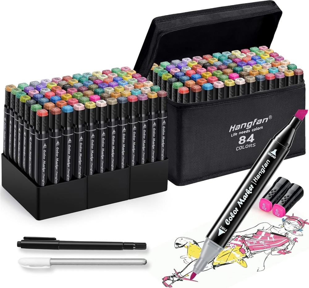 Alcohol,84 Colors Dual Tip Coloring Markers for Adults,Markers for Adults,Giv…