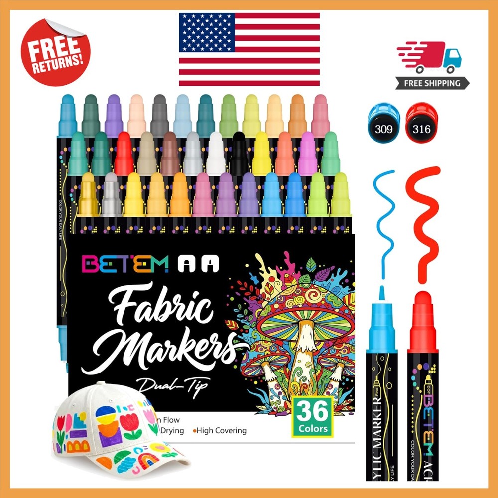 Dual Tip Acrylic Paint Pens – 36 Colors for Creative DIY Projects and Gifts