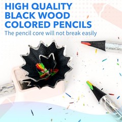 30 Rainbow Colored Pencils, 4 Colors in 1, Multicolor, Glitter Art Supplies