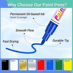 8 Colors Dual Tip Paint Pens Paint Markers(0.7mm & 3mm), Waterproof Paint Pen fo