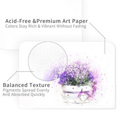 Funto Blank Watercolor Cards and Envelopes, 50 Cards, 5×7, 140lb/300gsm, Whit…