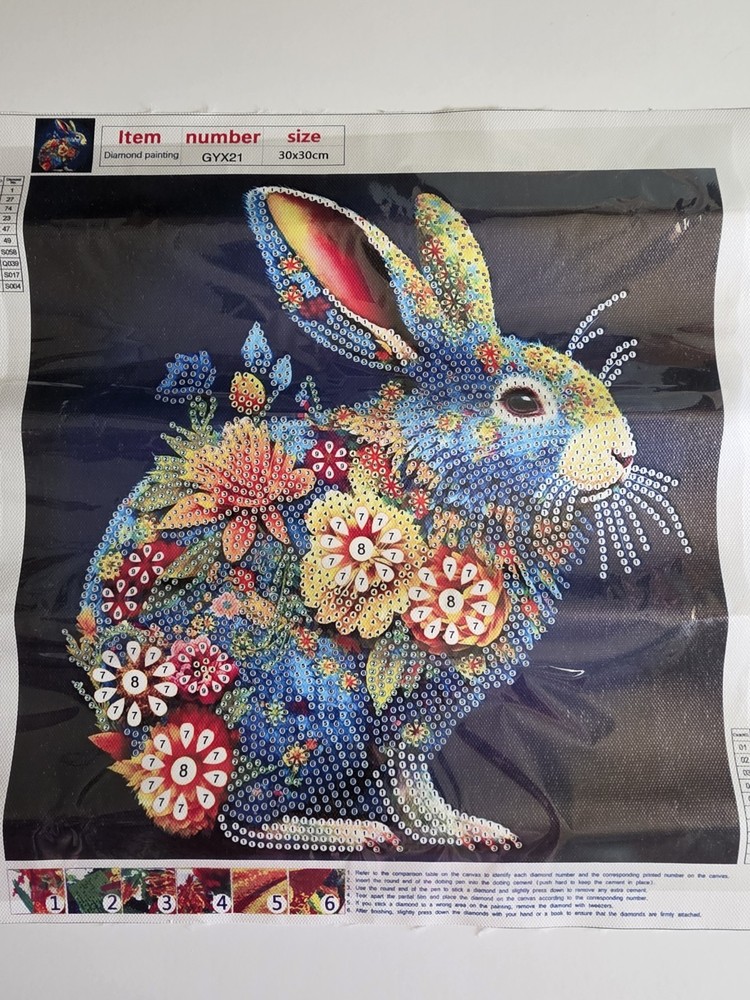 Enhanced Bunny Diamond Art Kit 30×30 cm Specialty Drills Included Easter
