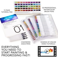 CHROMATEK 54 Watercolor Pens Set | Including 15 Page Pad Online Video Tutori…