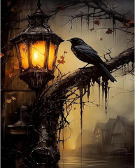 Gothic Paint by Numbers Kit for Adults, Crow Paint by Number Adult, Raven Canvas