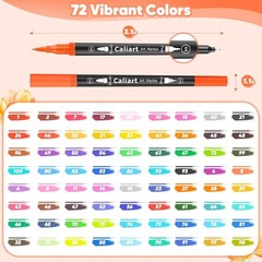 Multicolor 72-Piece Dual-Tip Brush Marker Set – Ideal for Coloring & Crafting