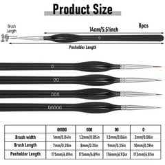 8 Pcs Miniature Detailing Paint Brush Set for Fine Detailing Painting