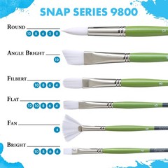 3pc Paintbrush Set Snap Series White Handle Art Brushes Set