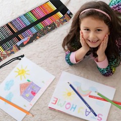 70 Colored Pencils Set with Roll up Canvas Case for Adult Coloring Books Drawing