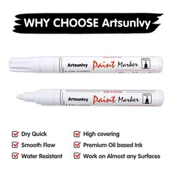 Artsunlvy Black Paint Pens Permanent Markers – 2 Pack Oil Based Quick Dry Wat…