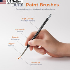21PCS Miniature Paint Brush Set Detail Drybrush for Acrylic Oil Craft USA