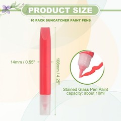 10 Pack Suncatcher Paint Pens, Red Sun Catcher Paint Pens 10ML Each