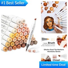 Alcohol Markers Brush Tip 36 Skin Tone Colors Portrait Art Supplies Refillable